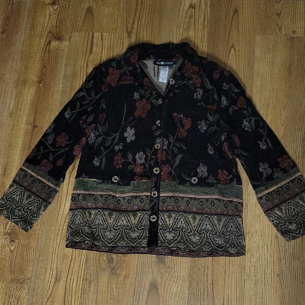 Sag Harbor Black Floral Patterned Blazer